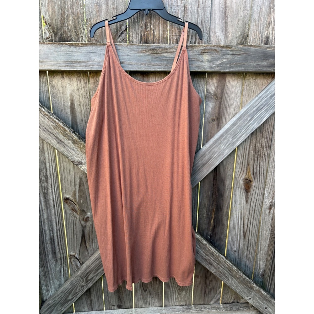 Sleep by Cacique Ribbed Knit Nightgown Terracotta Pink Plus Size 22/24 Chemise